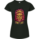 Bigfoot Messy Hair Don't Care Funny Womens Petite Cut T-Shirt Black