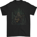 Bigfoot Playing the Guitar Mens Gildan Cotton T-Shirt Black