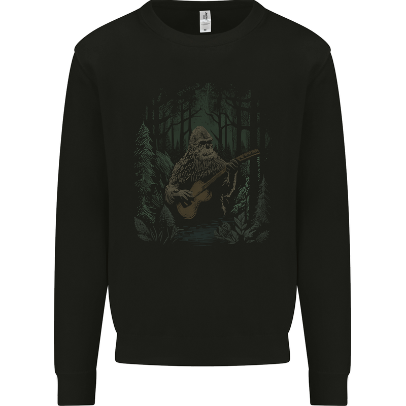 Bigfoot Playing the Guitar Mens Sweatshirt Jumper Black