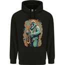 Bigfoot Playing the Saxophone Ape Gorilla Mens 80% Cotton Hoodie Black
