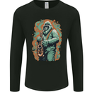 Bigfoot Playing the Saxophone Ape Gorilla Mens Long Sleeve T-Shirt Black