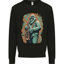 Bigfoot Playing the Saxophone Ape Gorilla Mens Sweatshirt Jumper Black