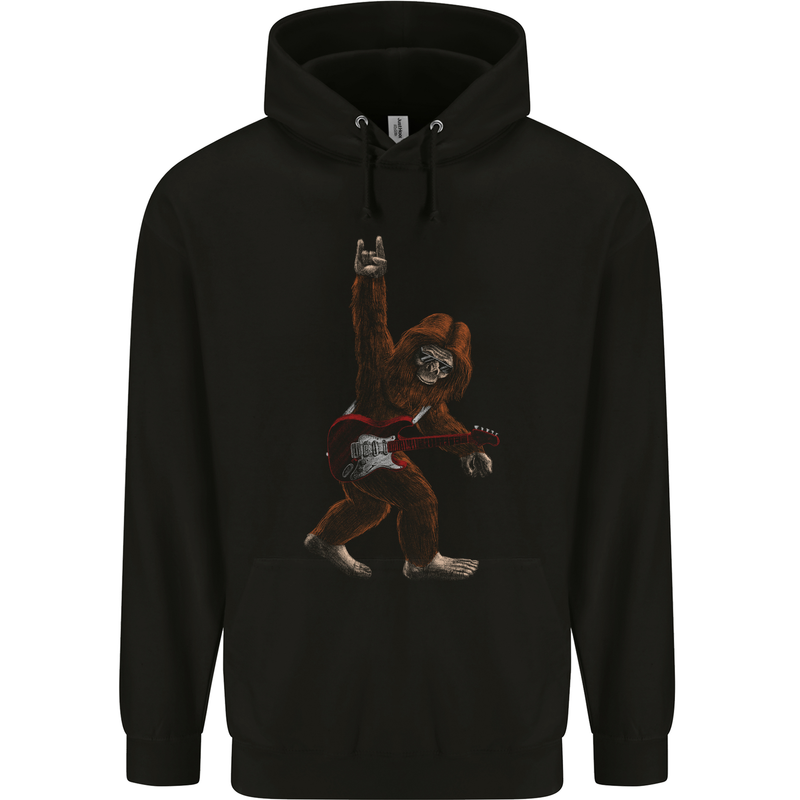 Bigfoot Rocks Funny Rock n Roll Guitar Music Mens 80% Cotton Hoodie Black