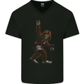 Bigfoot Rocks Funny Rock n Roll Guitar Music Mens V-Neck Cotton T-Shirt Black
