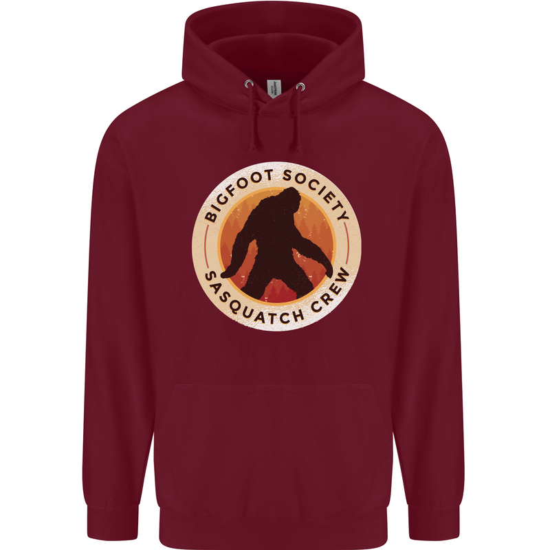 Bigfoot Society Sasquatch Crew Mens 80% Cotton Hoodie Maroon