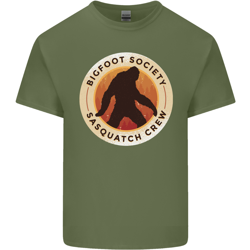 Bigfoot Society Sasquatch Crew Mens Cotton T-Shirt Tee Top Military Green