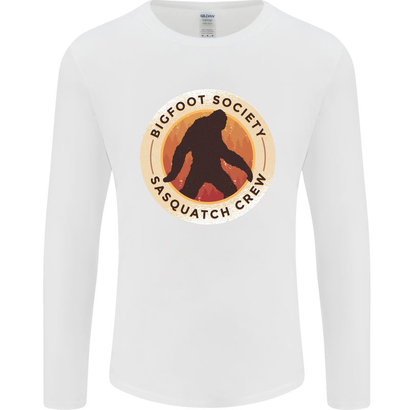 Bigfoot Society Sasquatch Crew Mens Long Sleeve T-Shirt White