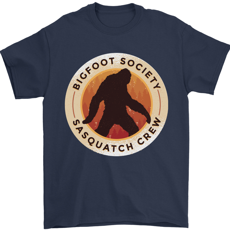 Bigfoot Society Sasquatch Crew Mens T-Shirt 100% Cotton Navy Blue