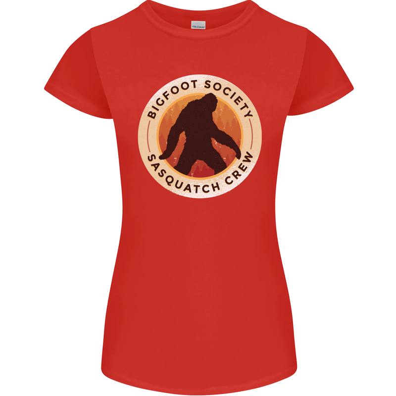 Bigfoot Society Sasquatch Crew Womens Petite Cut T-Shirt Red