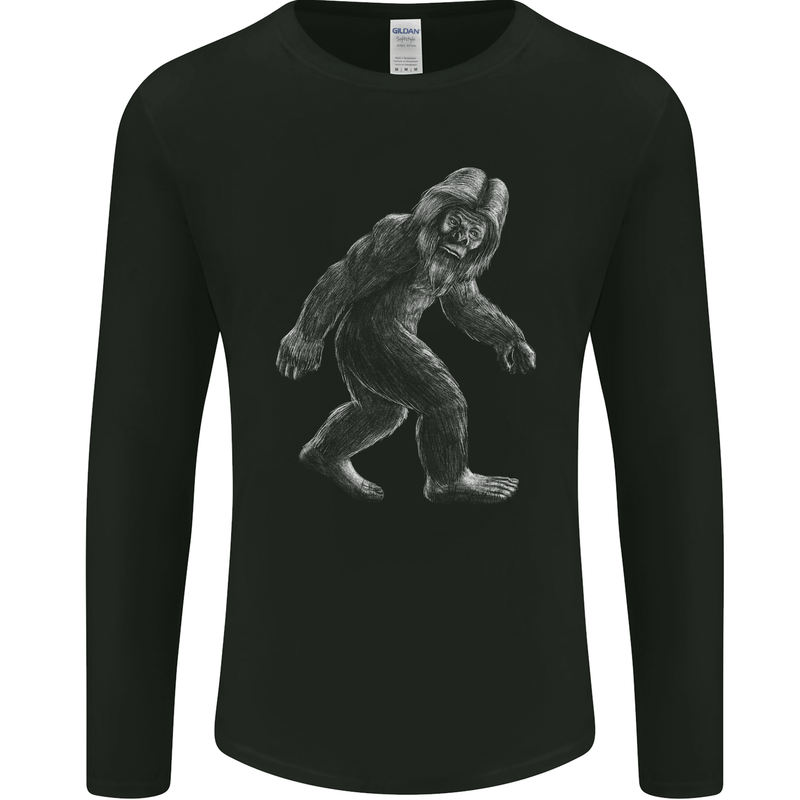 Bigfoot Taking a Stroll Mens Long Sleeve T-Shirt Black