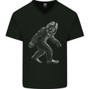 Bigfoot Taking a Stroll Mens V-Neck Cotton T-Shirt Black