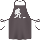 Bigfoot Walking a Dog Funny Yeti Cotton Apron 100% Organic Dark Grey