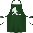 Bigfoot Walking a Dog Funny Yeti Cotton Apron 100% Organic Forest Green
