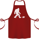 Bigfoot Walking a Dog Funny Yeti Cotton Apron 100% Organic Maroon