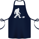 Bigfoot Walking a Dog Funny Yeti Cotton Apron 100% Organic Navy Blue