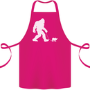 Bigfoot Walking a Dog Funny Yeti Cotton Apron 100% Organic Pink