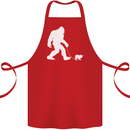 Bigfoot Walking a Dog Funny Yeti Cotton Apron 100% Organic Red