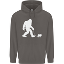 Bigfoot Walking a Dog Funny Yeti Mens 80% Cotton Hoodie Charcoal
