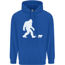 Bigfoot Walking a Dog Funny Yeti Mens 80% Cotton Hoodie Royal Blue