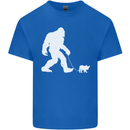 Bigfoot Walking a Dog Funny Yeti Mens Cotton T-Shirt Tee Top Royal Blue