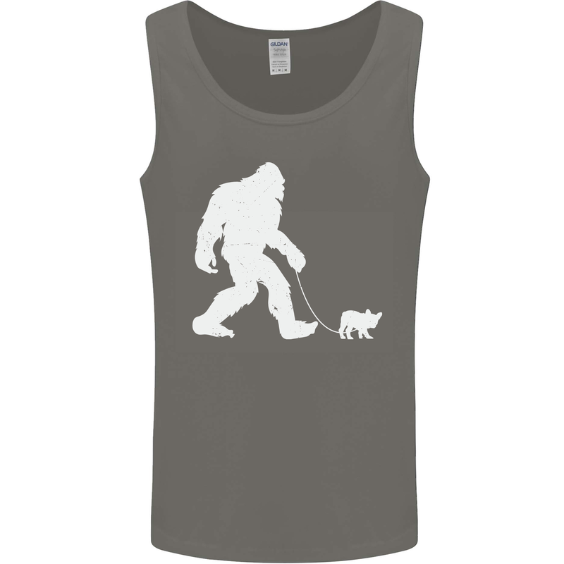 Bigfoot Walking a Dog Funny Yeti Mens Vest Tank Top Charcoal