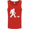 Bigfoot Walking a Dog Funny Yeti Mens Vest Tank Top Red