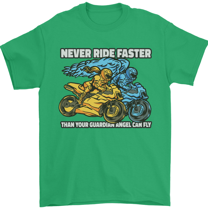Bike Safety Motorbike Biker Motorcycle Mens T-Shirt 100% Cotton Irish Green