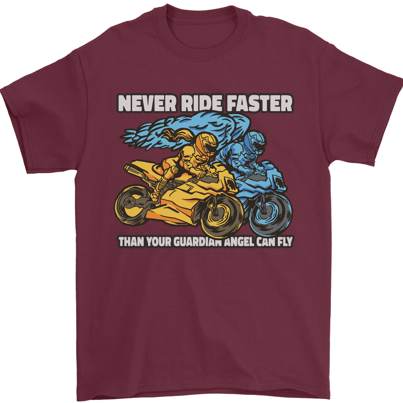 Bike Safety Motorbike Biker Motorcycle Mens T-Shirt 100% Cotton Maroon