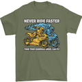 Bike Safety Motorbike Biker Motorcycle Mens T-Shirt 100% Cotton Military Green