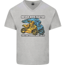 Bike Safety Motorbike Biker Motorcycle Mens V-Neck Cotton T-Shirt Sports Grey