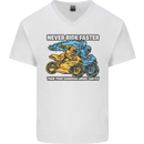 Bike Safety Motorbike Biker Motorcycle Mens V-Neck Cotton T-Shirt White