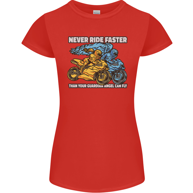 Bike Safety Motorbike Biker Motorcycle Womens Petite Cut T-Shirt Red