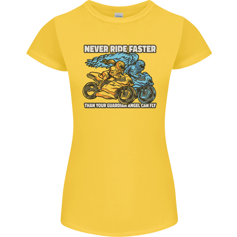 Bike Safety Motorbike Biker Motorcycle Womens Petite Cut T-Shirt Yellow