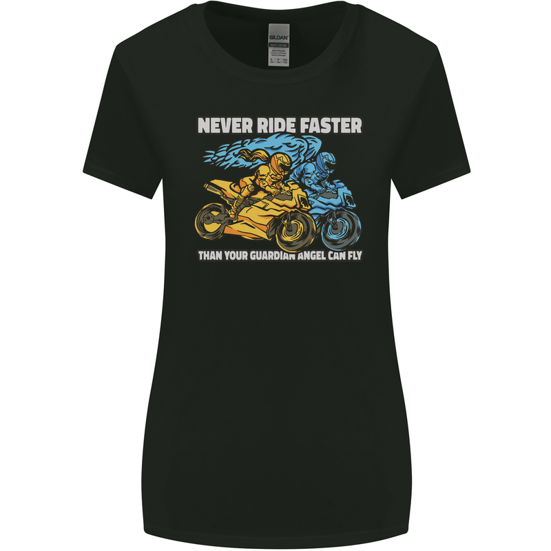 Bike Safety Motorbike Biker Motorcycle Womens Wider Cut T-Shirt Black