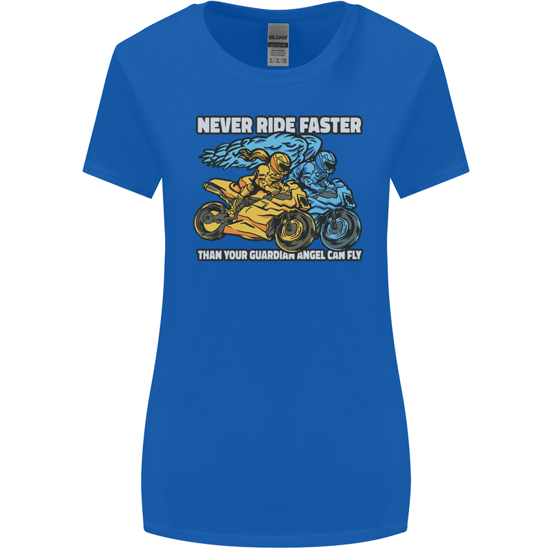 Bike Safety Motorbike Biker Motorcycle Womens Wider Cut T-Shirt Royal Blue