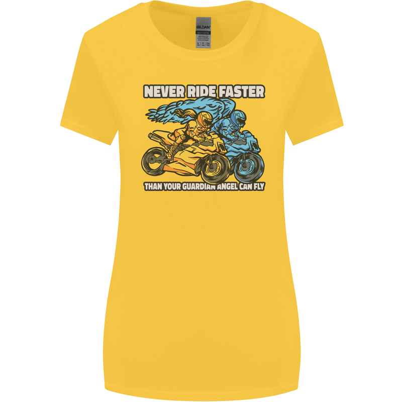 Bike Safety Motorbike Biker Motorcycle Womens Wider Cut T-Shirt Yellow