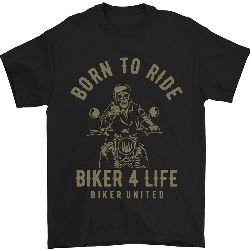 a black shirt with a skeleton riding a motorcycle