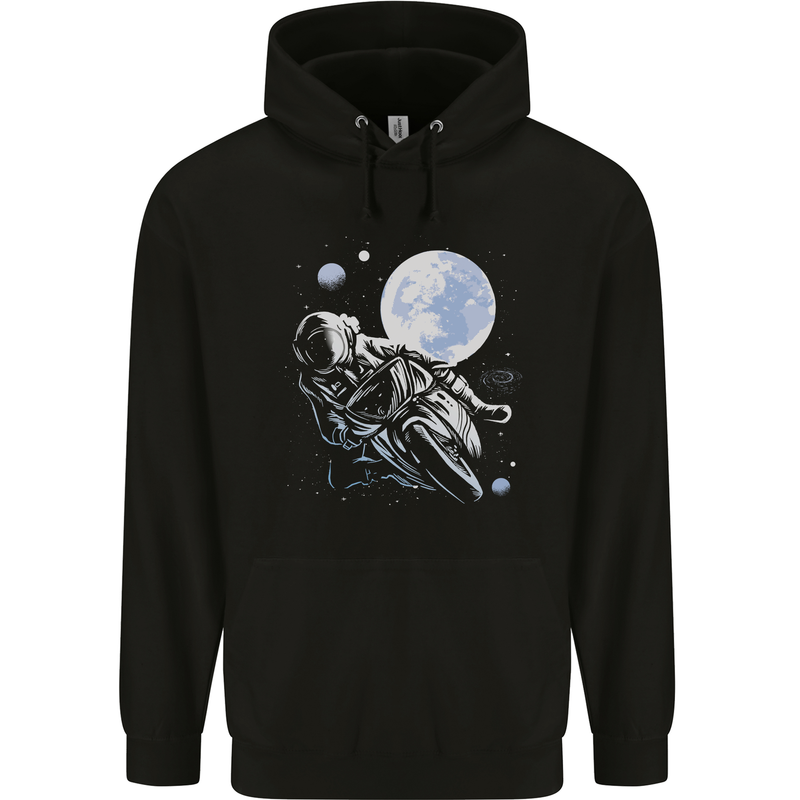 Biker Astronaut Space Motorbike Motorcycle Childrens Kids Hoodie Black