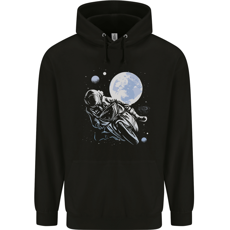 Biker Astronaut Space Motorbike Motorcycle Mens 80% Cotton Hoodie Black