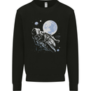 Biker Astronaut Space Motorbike Motorcycle Mens Sweatshirt Jumper Black