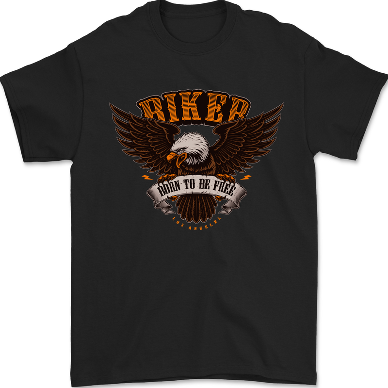 Biker Born to Be Free Motorbike Motorcycle Mens T-Shirt 100% Cotton Black