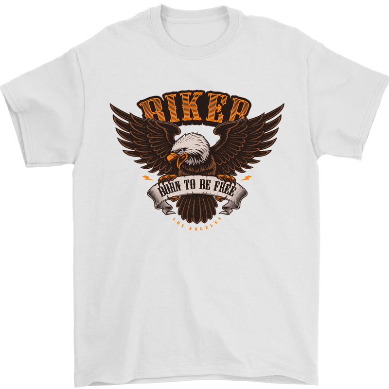 Biker Born to Be Free Motorbike Motorcycle Mens T-Shirt 100% Cotton White