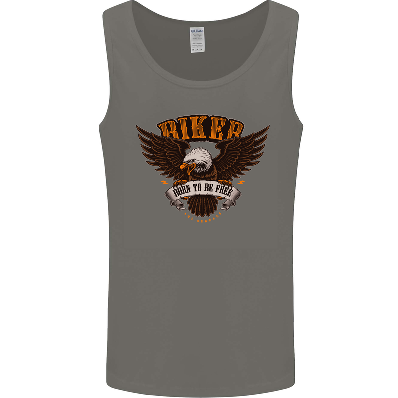 Biker Born to Be Free Motorbike Motorcycle Mens Vest Tank Top Charcoal
