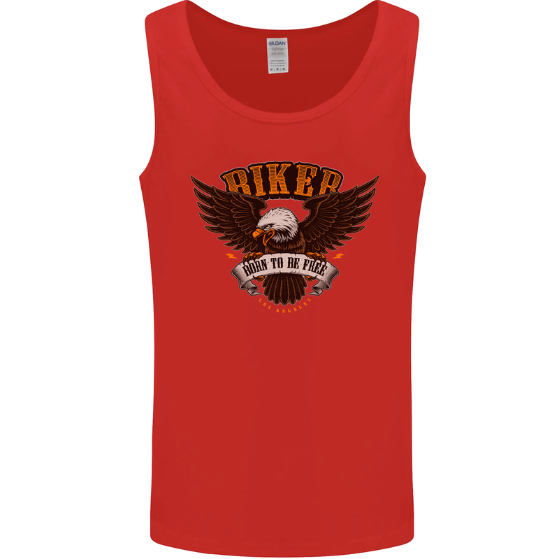 Biker Born to Be Free Motorbike Motorcycle Mens Vest Tank Top Red