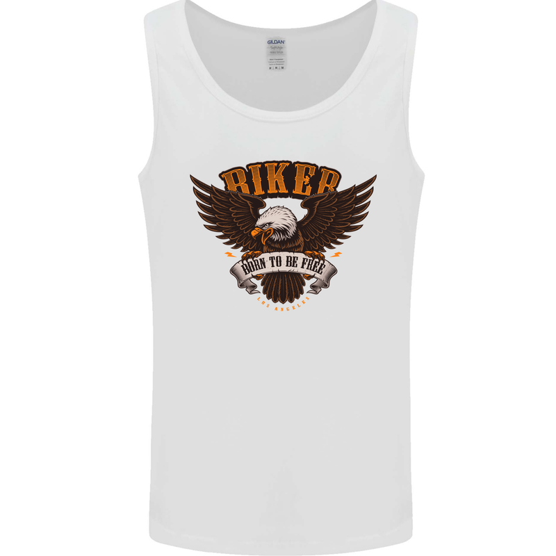Biker Born to Be Free Motorbike Motorcycle Mens Vest Tank Top White