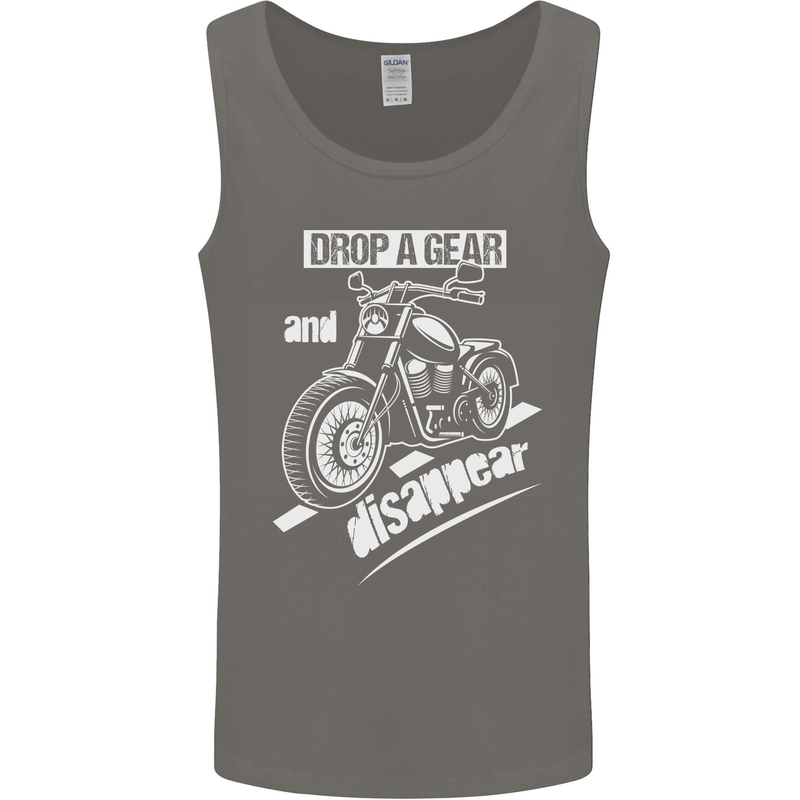 Biker Drop a Gear Disappear Motorcycles Motorbike Mens Vest Tank Top Charcoal