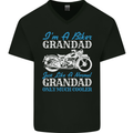 Biker Grandad Grandparents Day Motorcycle Bike Mens V-Neck Cotton T-Shirt Black