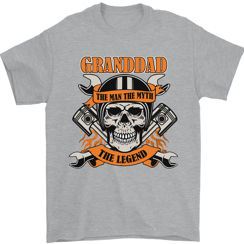 Biker Grandad the Man Myth Legend Funny Mens T-Shirt 100% Cotton Sports Grey