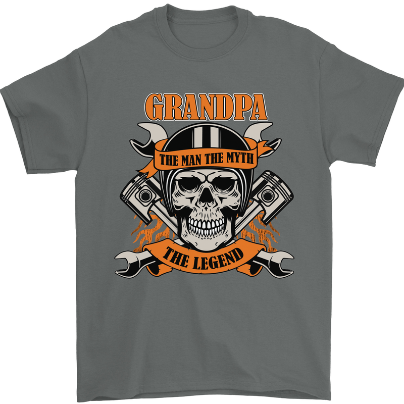 Biker Grandpa the Man Myth Legend Funny Mens T-Shirt 100% Cotton Charcoal