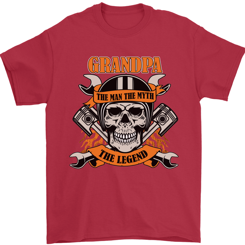 Biker Grandpa the Man Myth Legend Funny Mens T-Shirt 100% Cotton Red